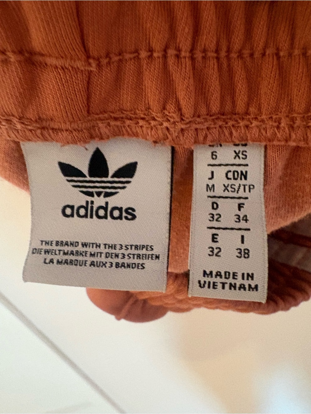 ADIDAS Woman’s Terracotta/Peach Joggers with White Stripes - Picture 3 of 3